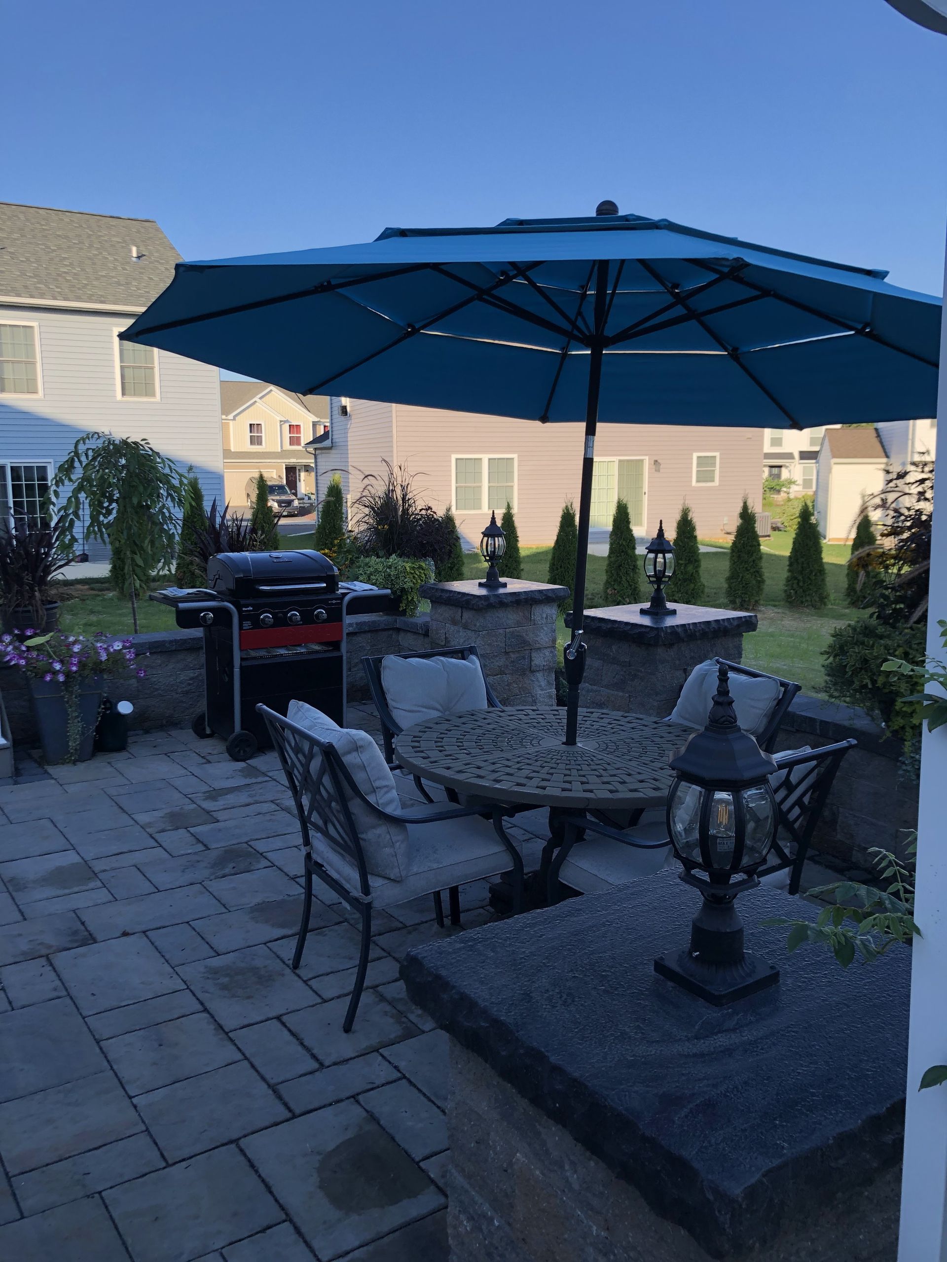 Outdoor Grill With Umbrella And Table — Lancaster, PA — Paradise Plants & Patios