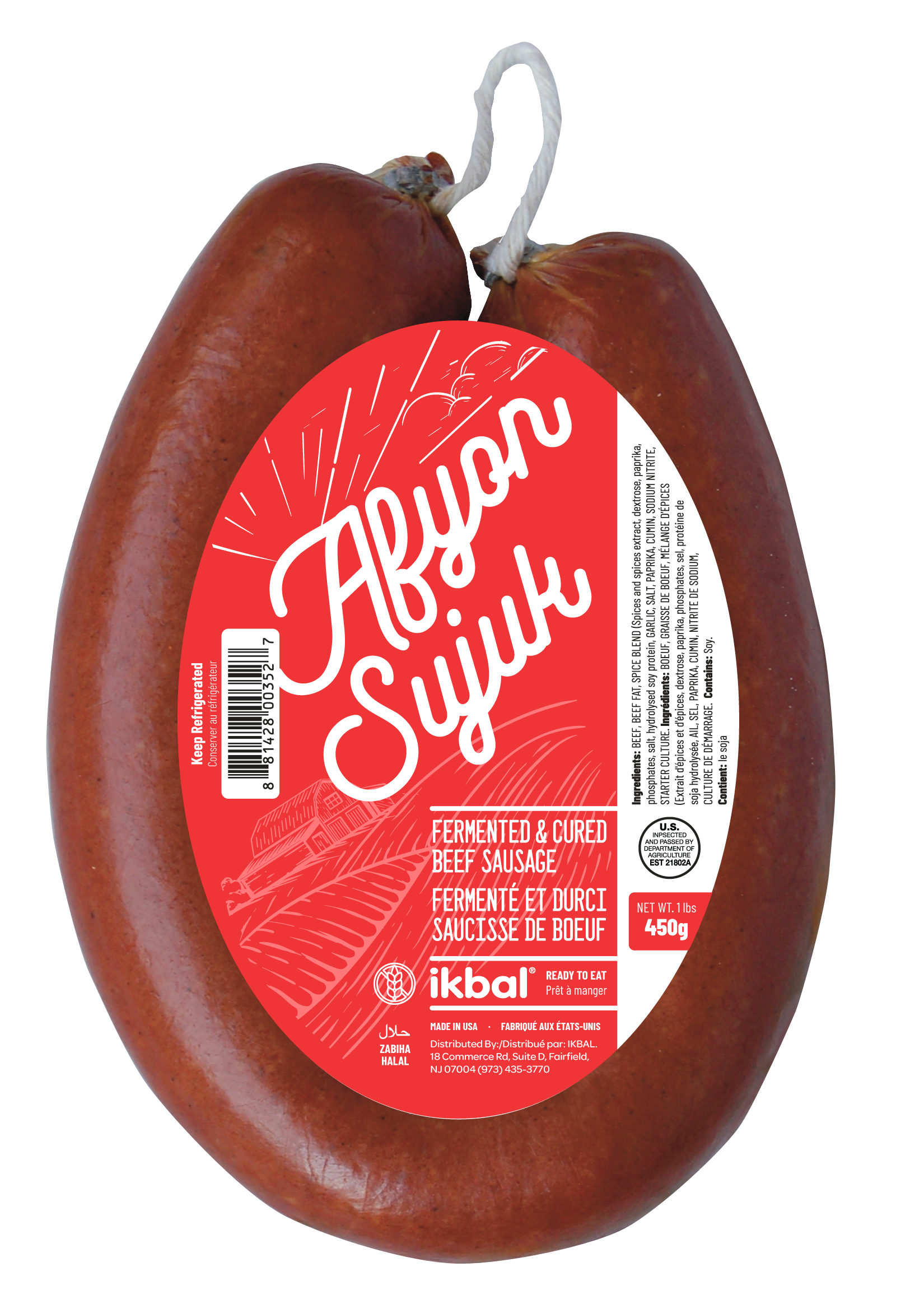 Afyon Sujuk Stick, 1lb, Traditional, Authentic Turkish Deli