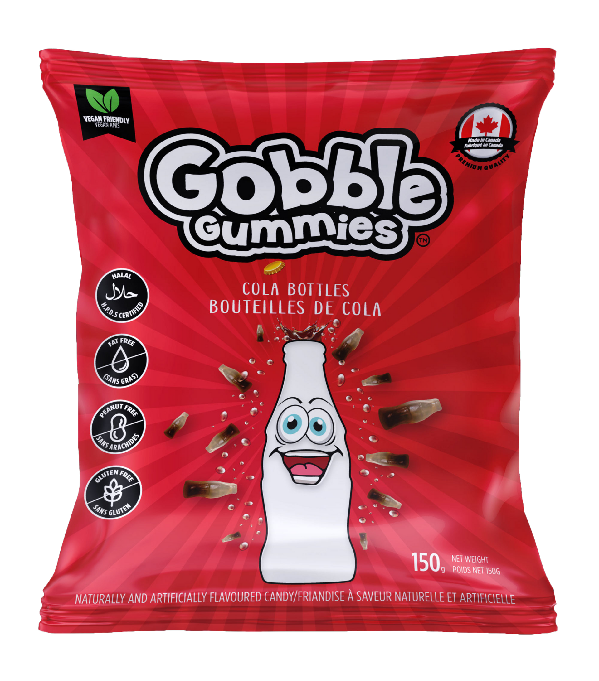 A bag of gobble gummies has a picture of a spongebob bottle on it