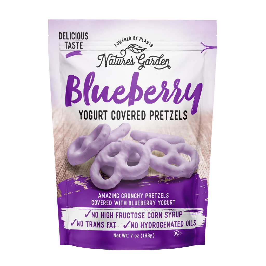 NATURES GARDEN Blueberry Yogurt Covered Pretzels, Healthy Snack