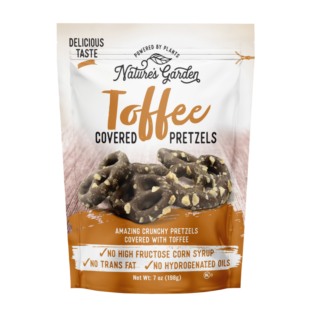 NATURES GARDEN Toffee Chocolate Covered Pretzels, Healthy Snack