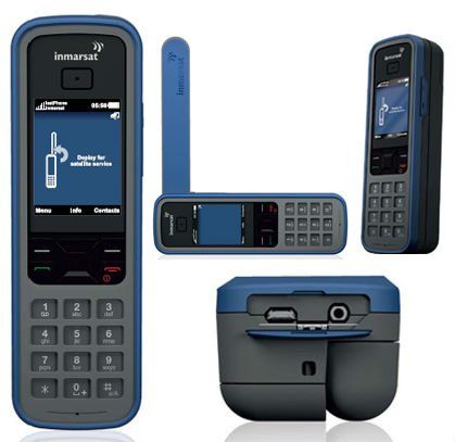 A blue and gray phone with the word imasat on it