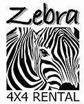 The logo for zebra 4x4 rental shows a zebra 's head in a square.