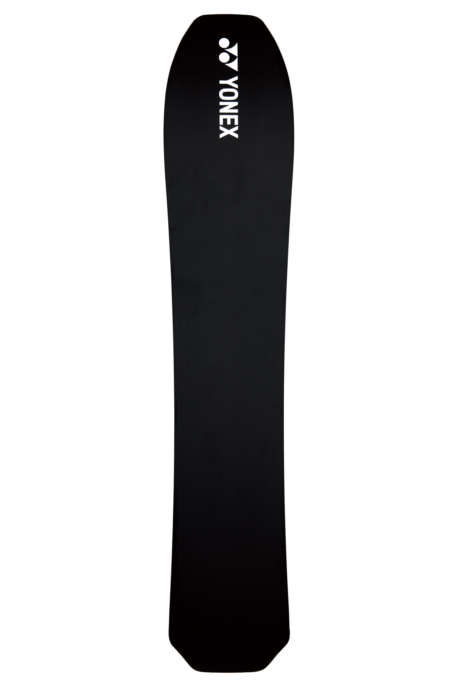 Zweifarbiges Snowboard, rot und blau, mit Bindungseinsätzen.