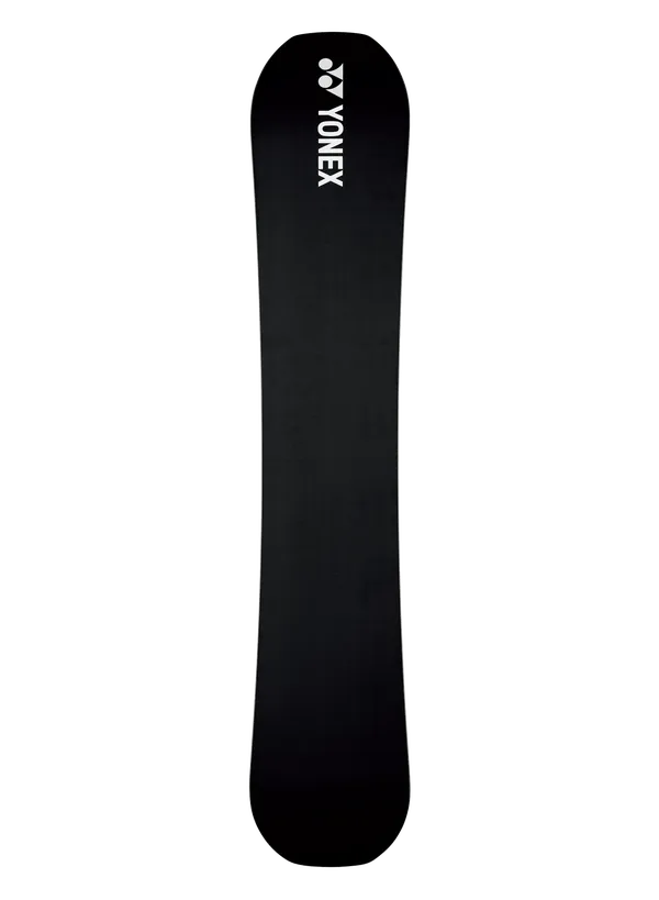 Ein blaues Snowboard liegt auf einer weißen Oberfläche.