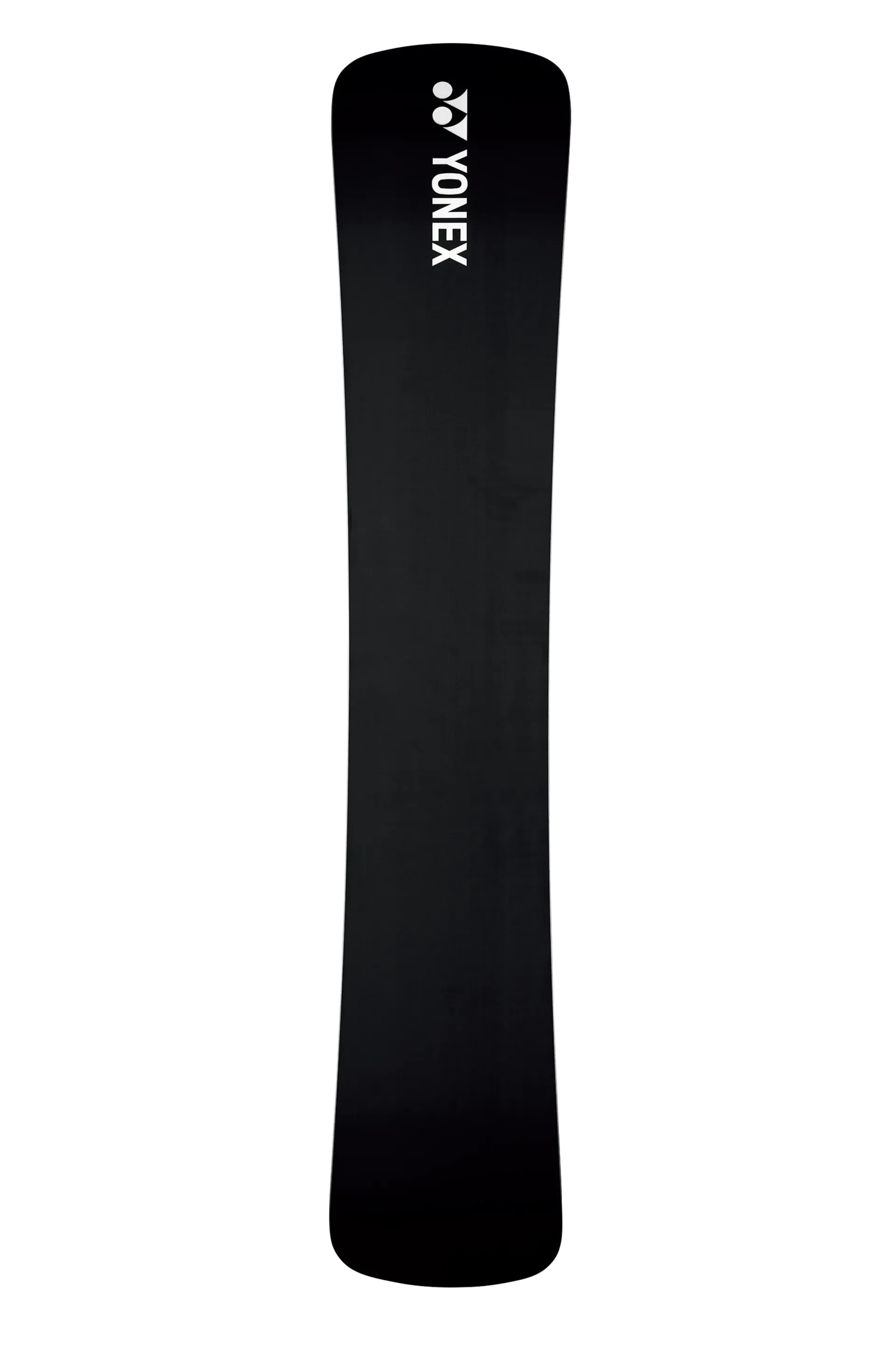 Auf weißem Hintergrund ist ein Snowboard von vorne abgebildet.