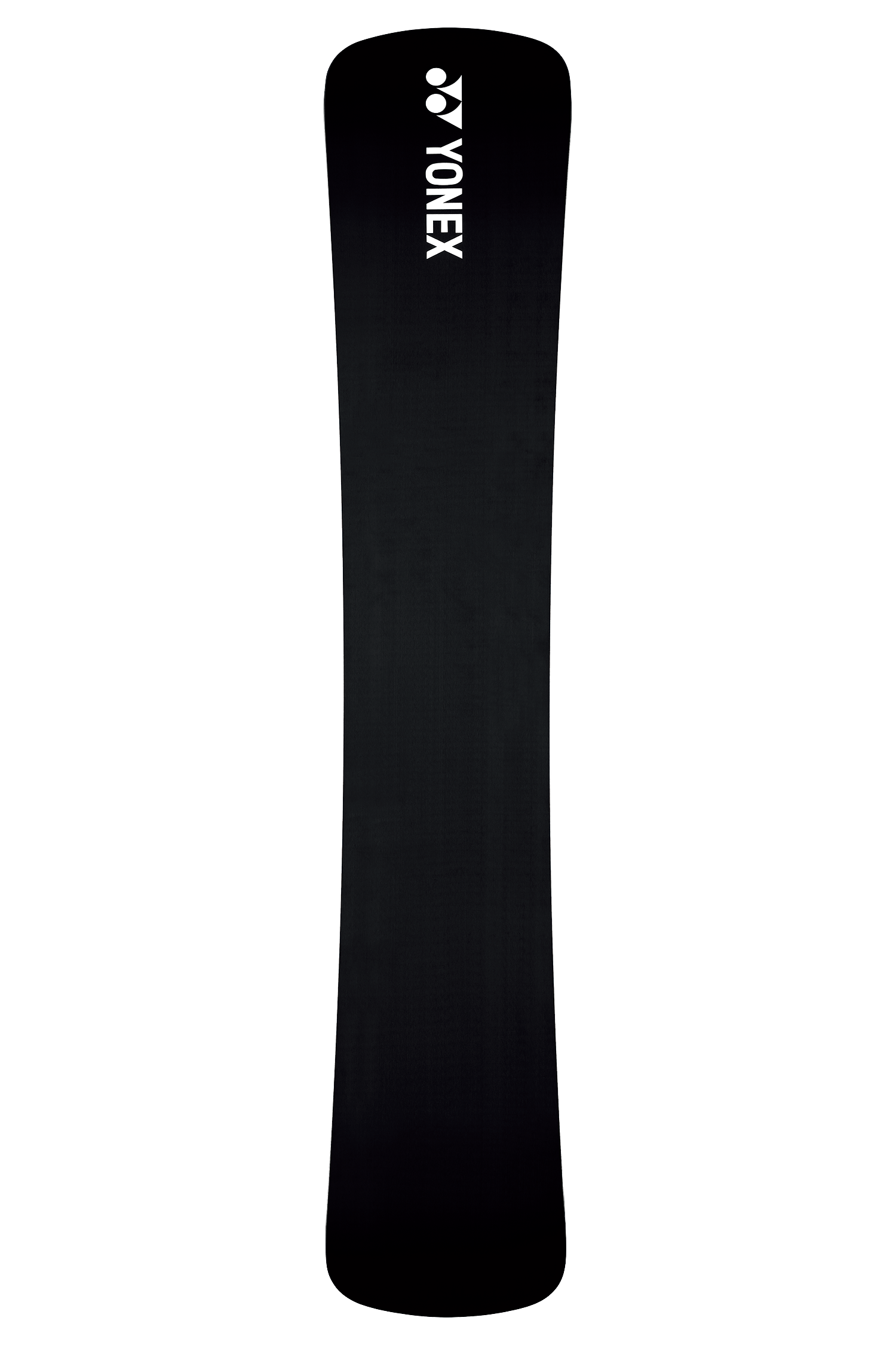 Snowboard mit rot-blauem Farbverlauf, zentriertem Logo und Bindungseinsätzen.