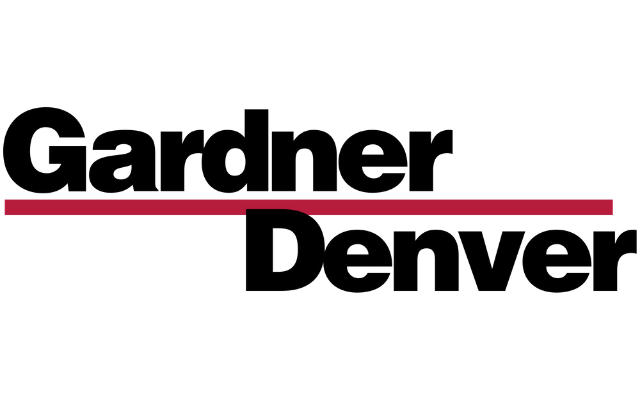 Gardner Denver logo with black text and a red horizontal line.