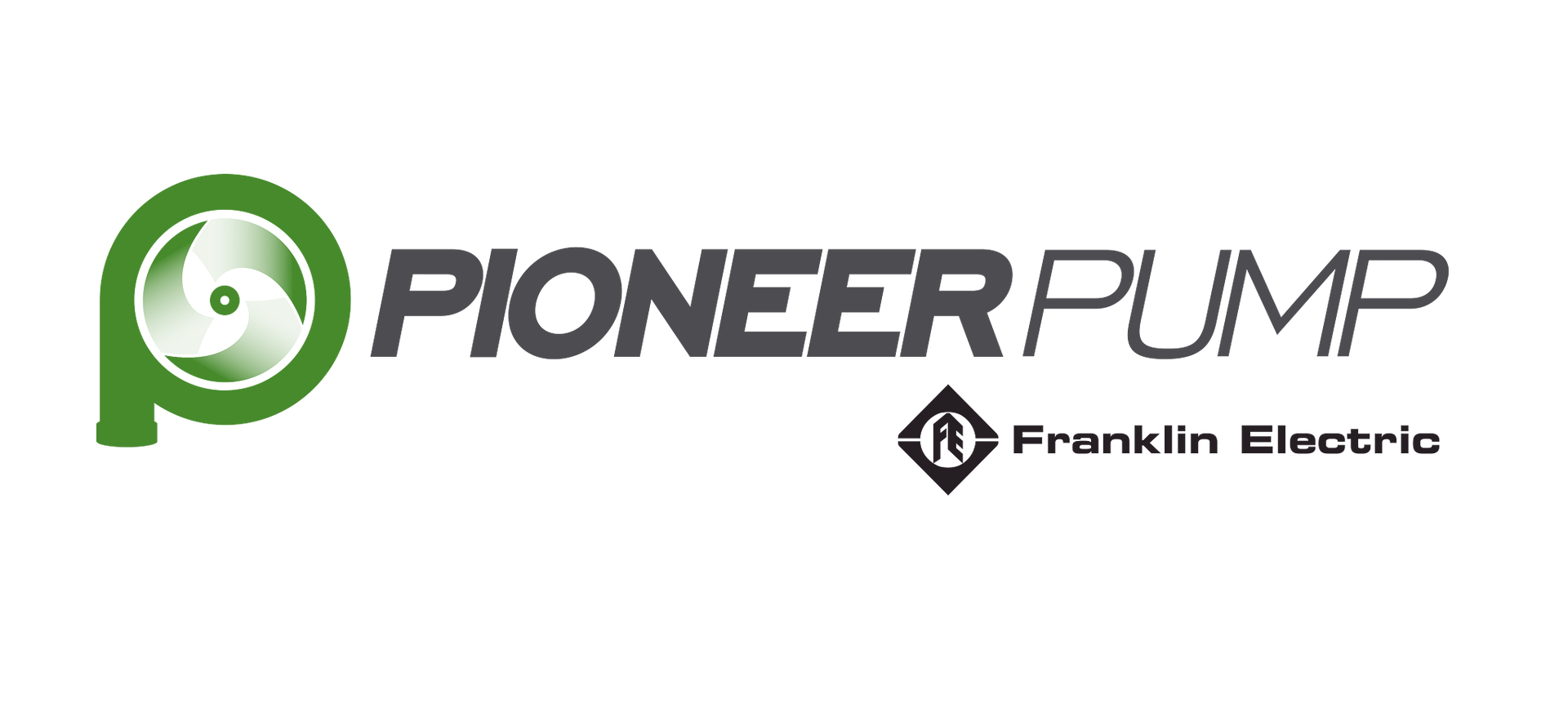Logo for Pioneer Pump, a company under Franklin Electric. It features a green “P” with an impeller design and text.