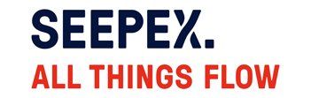 Logo for Seepex: Blue text