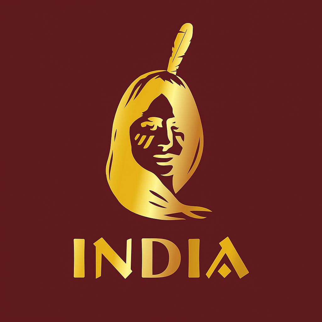 Un logotipo de la India muestra a un nativo americano con una pluma en la cabeza.