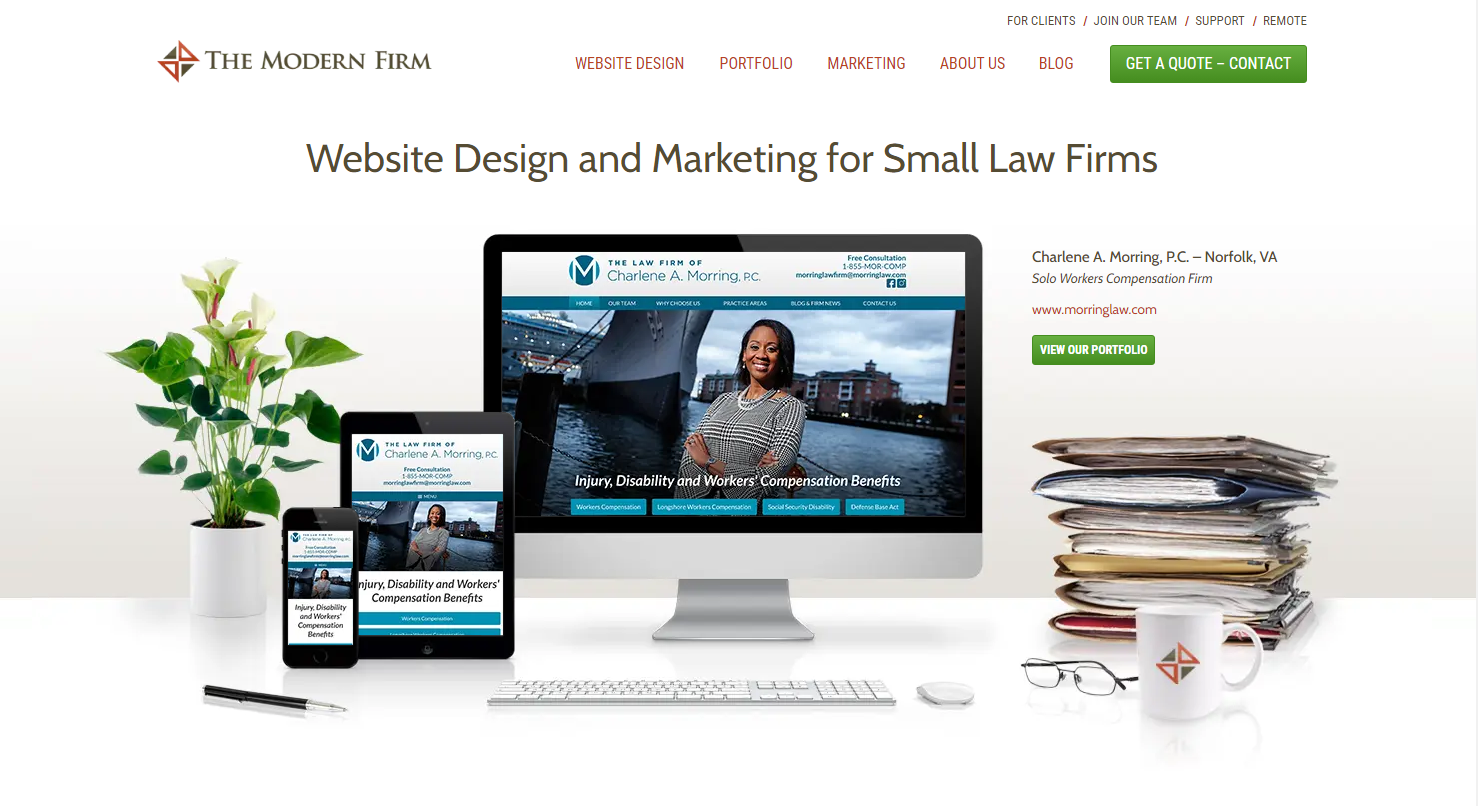 Screenshot of a law firm website design company
