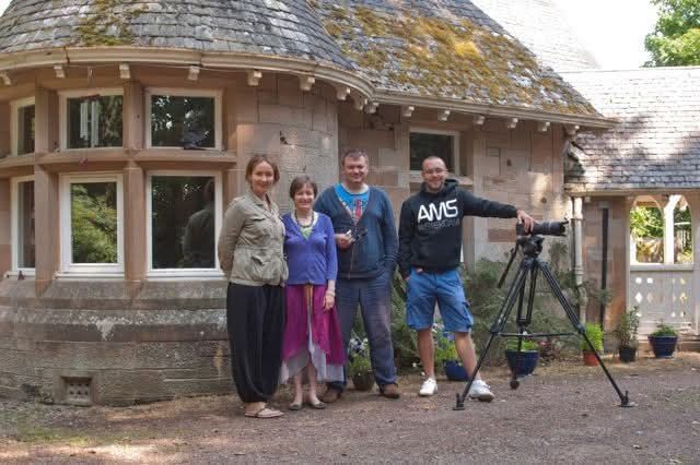 Russian TV crew outside the turret at Biggar Russian TV crew outside the turret at Biggar