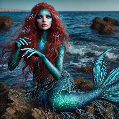 Mermaid on Sea Rocks