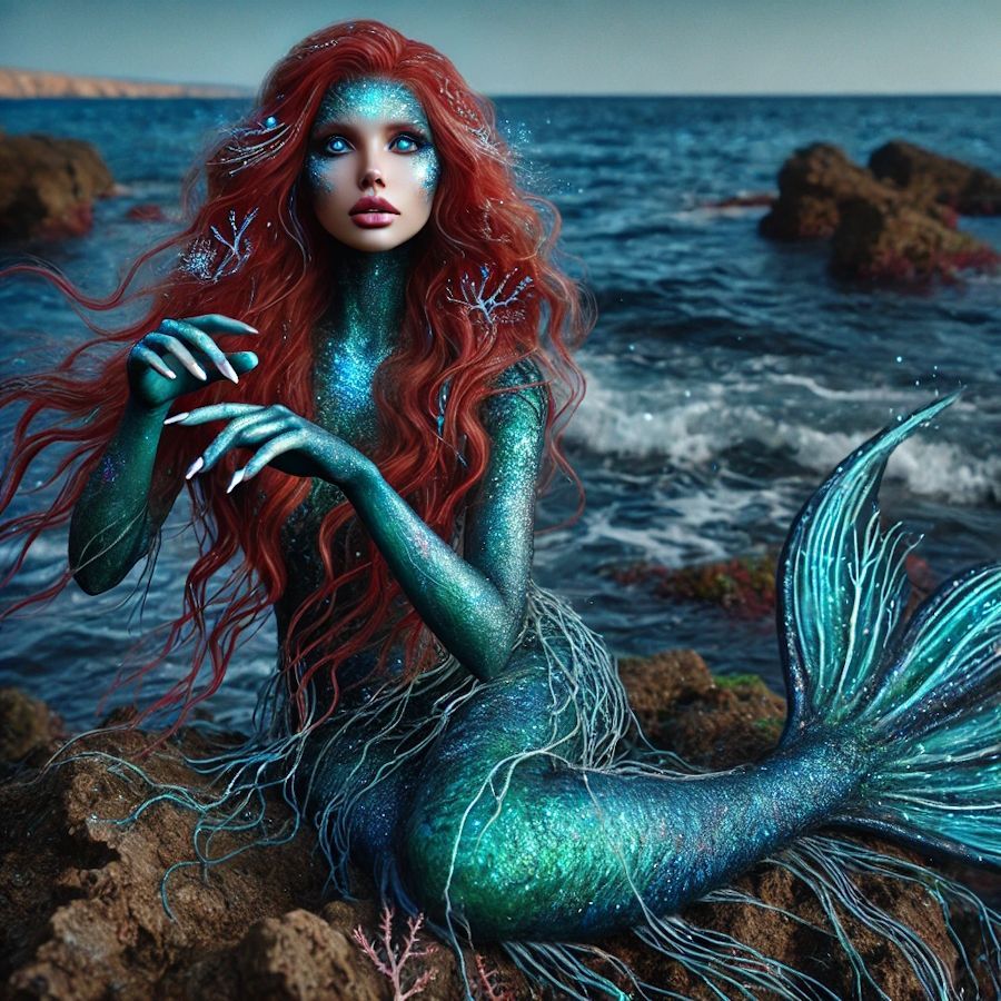 Mermaid on Sea Rocks