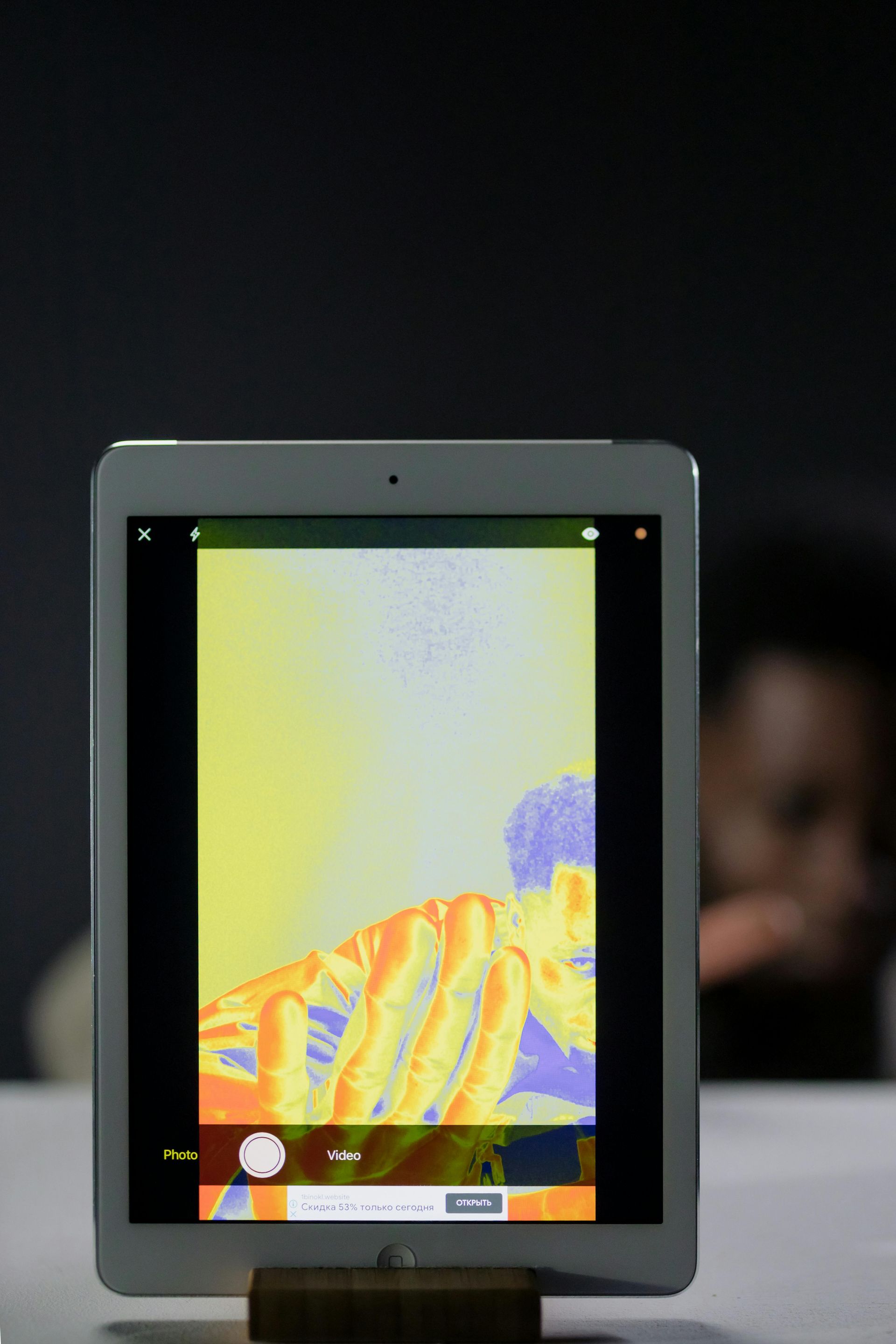 A thermal testing tablet with a picture of a person on it