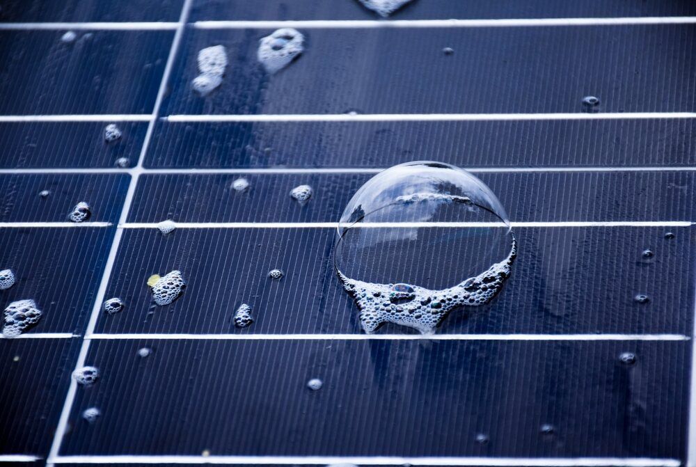 Close Up of a Solar Panel With Water Drops on It — Abstract Window Cleaning in Hopkins Creek, NSW