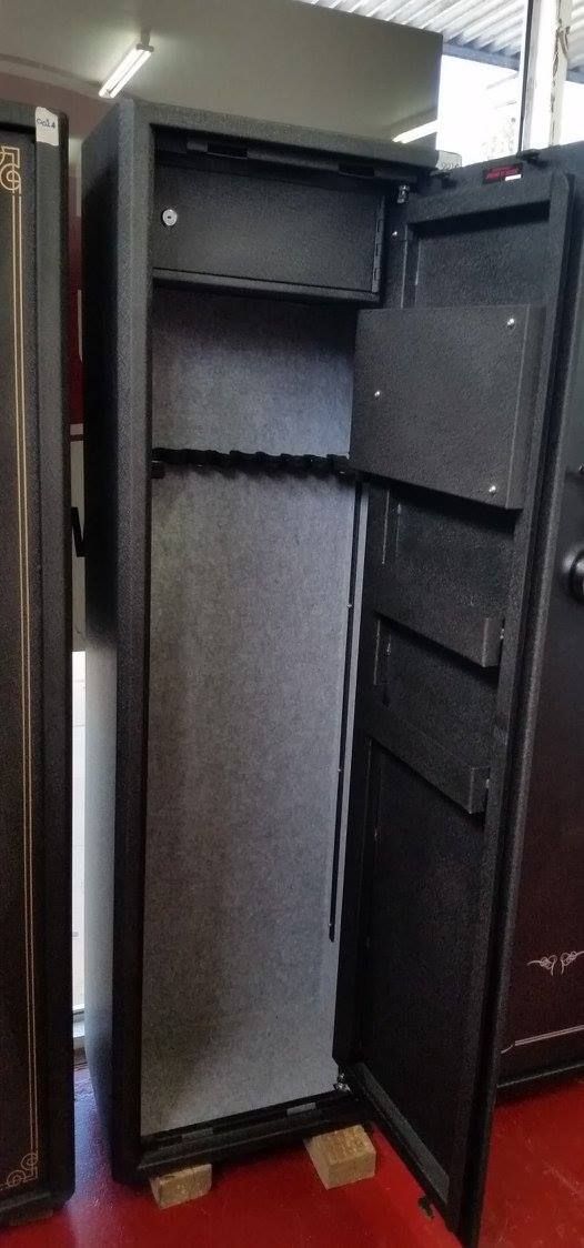 Open Gun Safe With Interior Shelving and Gun Racks. Door is Open — Shaine Hunter Locksmiths in Doomadgee, QLD