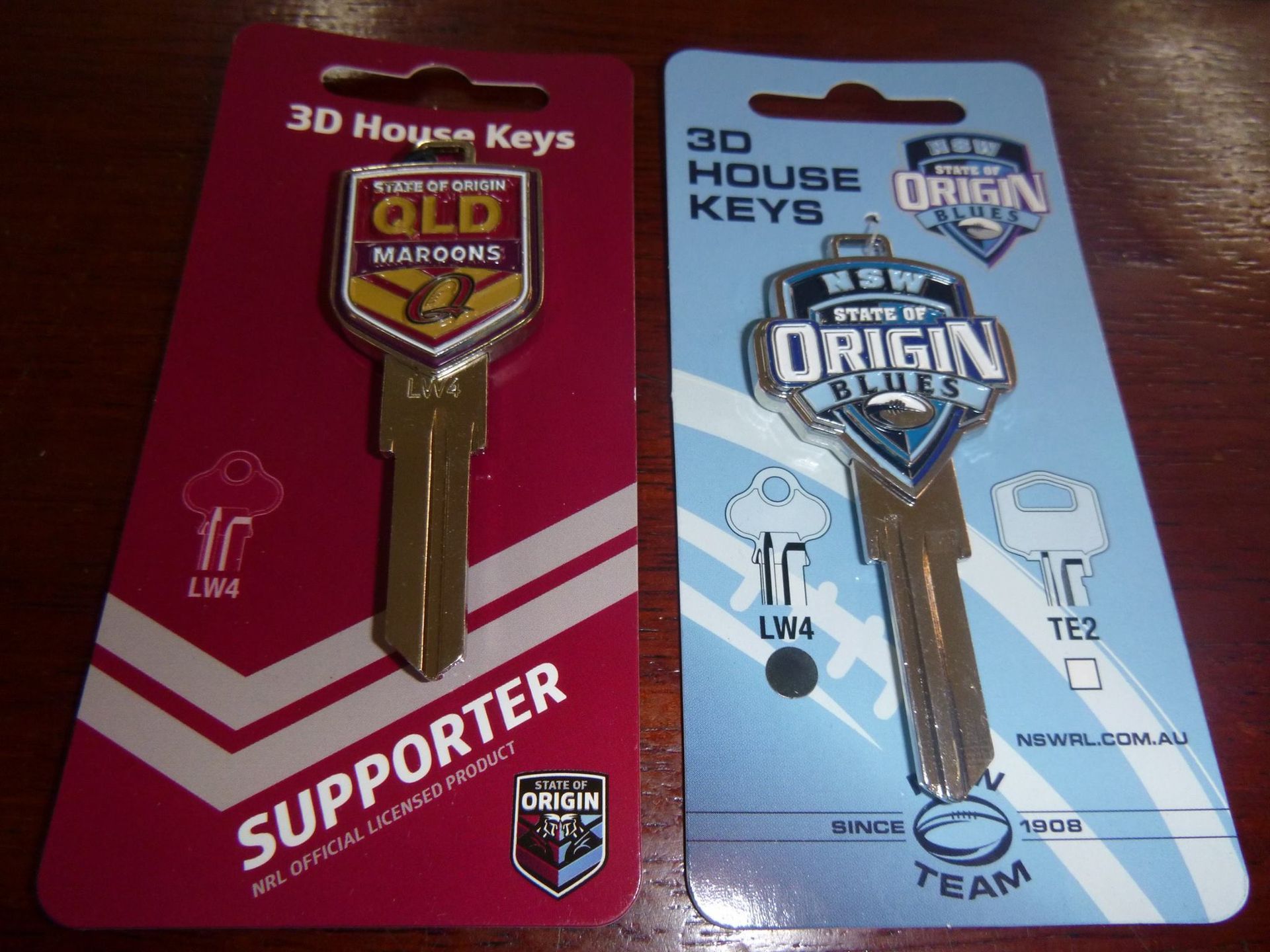 Two Key Blanks on Cards, One for Queensland Maroons — Shaine Hunter Locksmiths in Camooweal, QLD