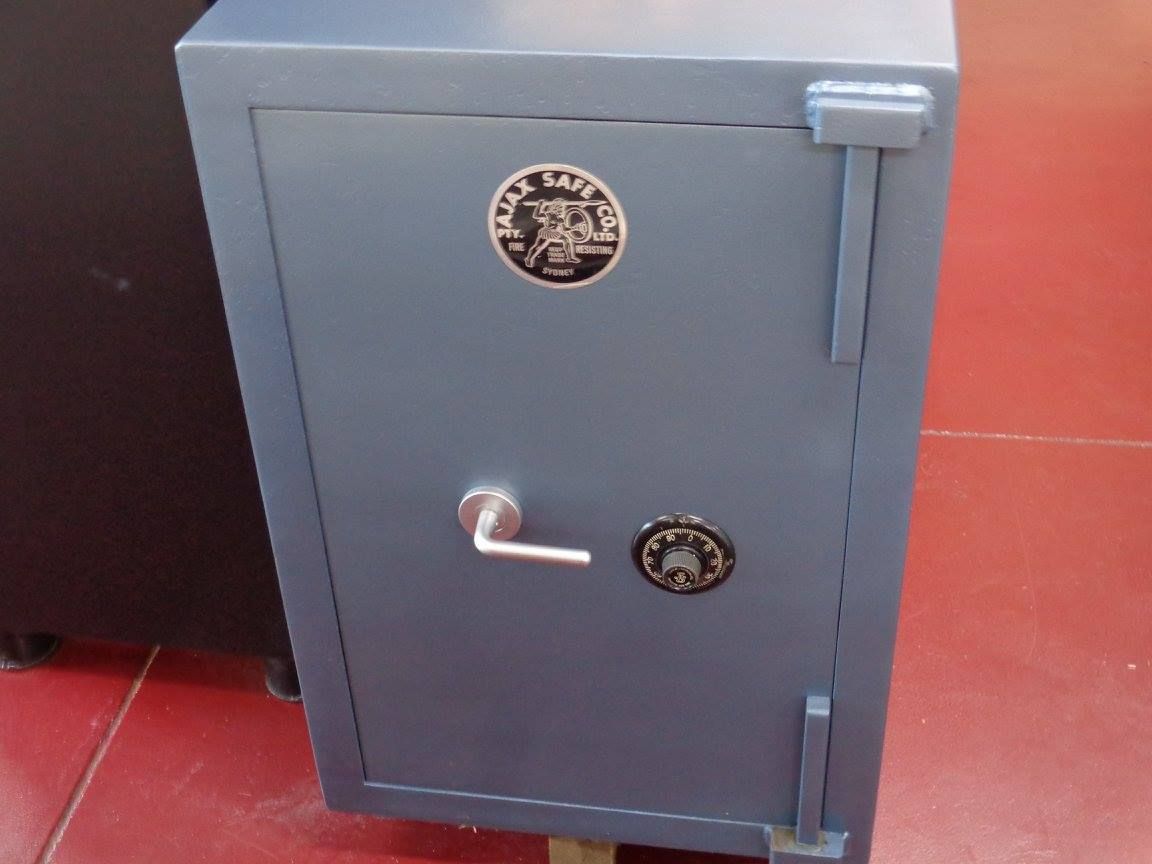 A Blue Safe With a Silver Handle — Shaine Hunter Locksmiths in Mount Isa City, QLD
