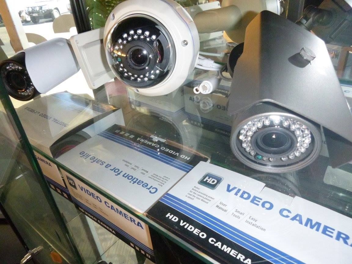 Security Cameras on Display in a Glass Case — Shaine Hunter Locksmiths in Richmond, QLD
