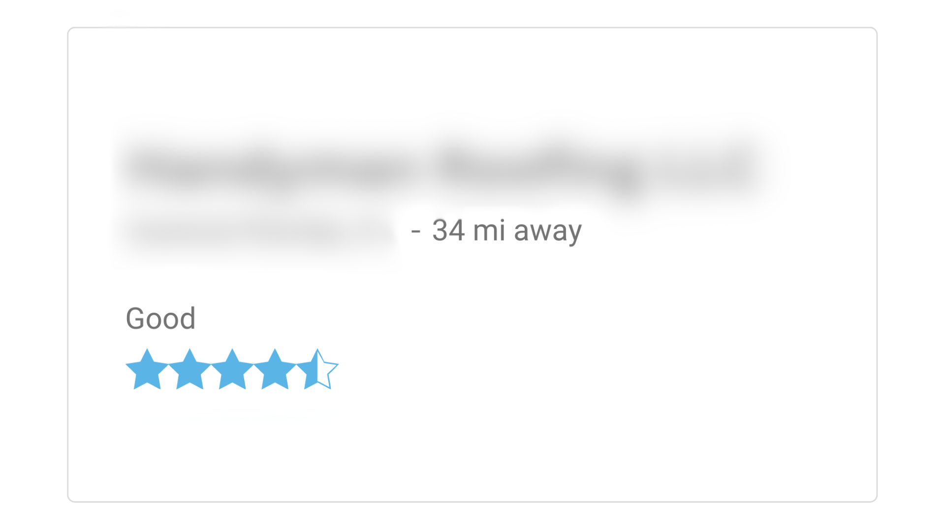 A picture of a review on a website with five stars.