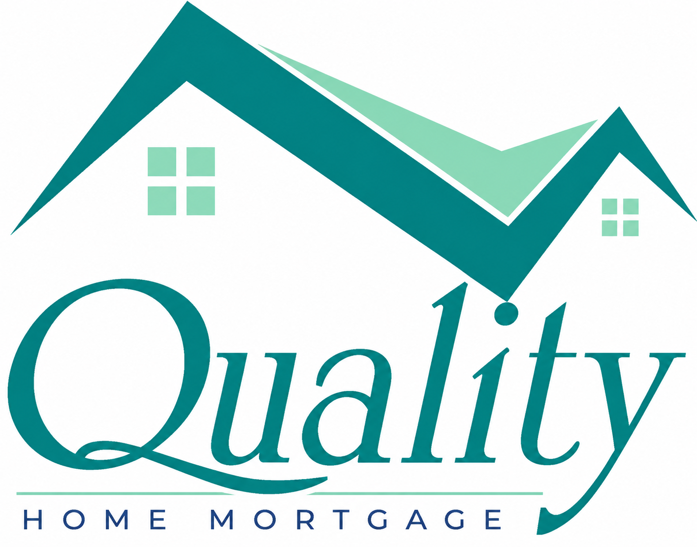 Quality Home Mortgage logo with teal house roof and mint accents