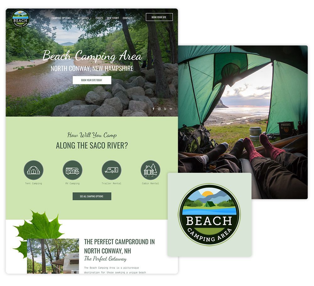 image of website tour operator homepage for beach camping area