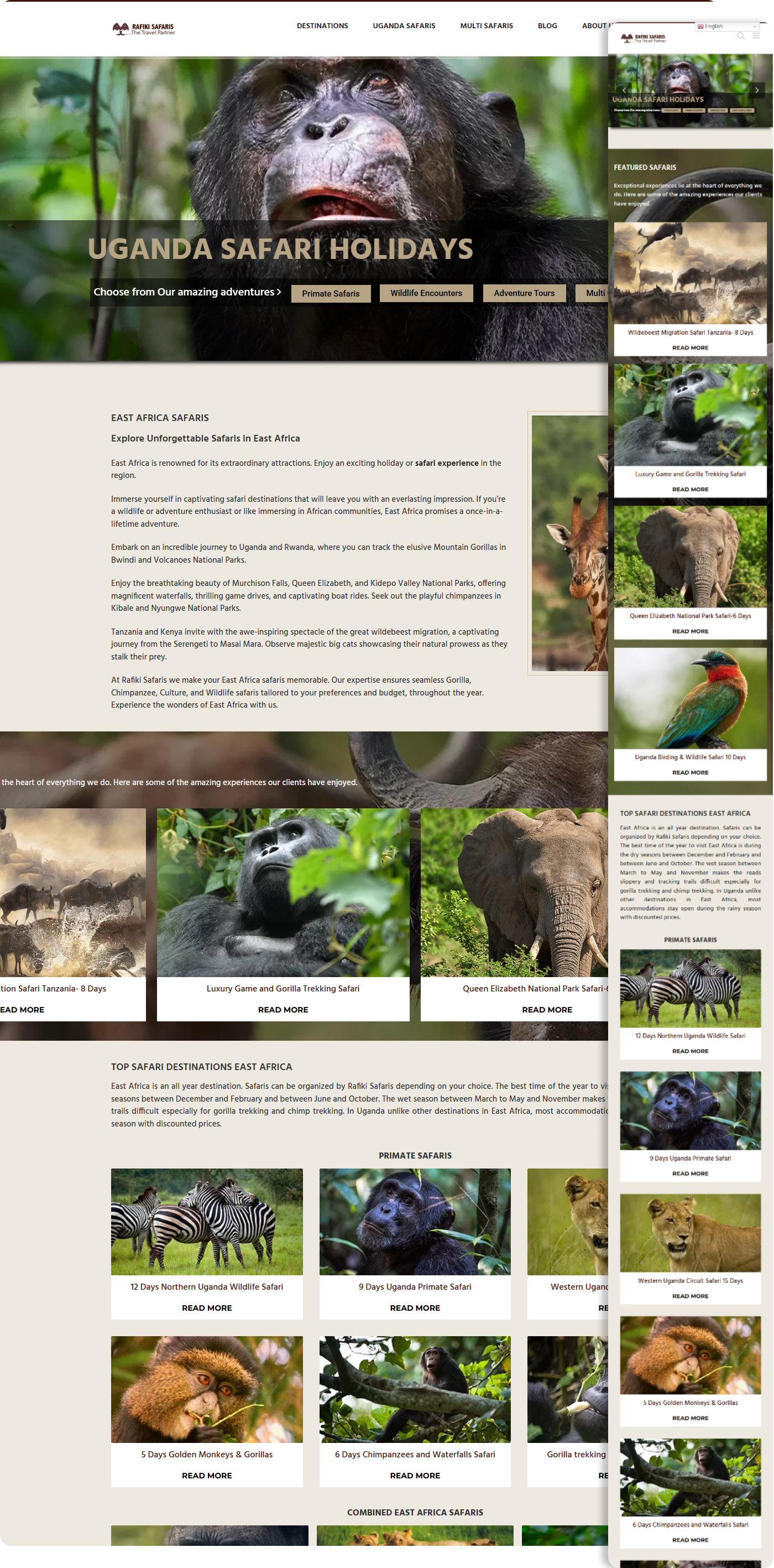 Website home page promoting adventure tours in Moab, Utah.