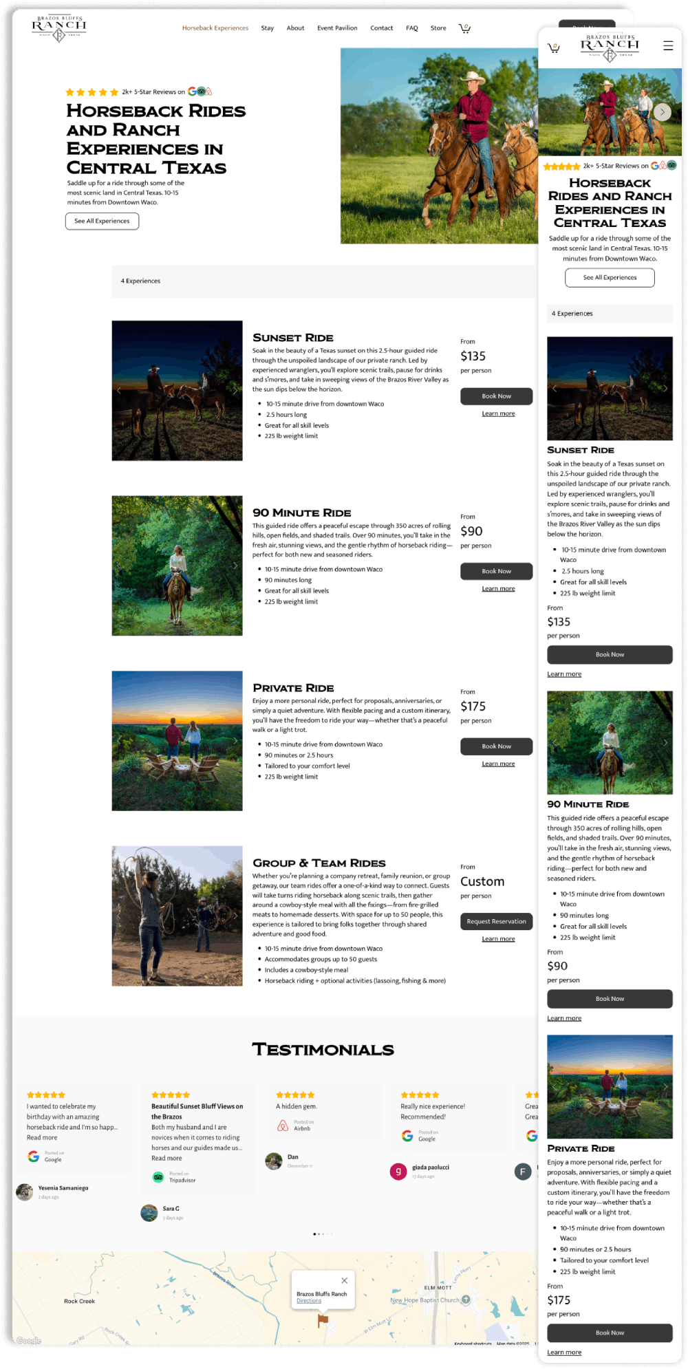 Website home page promoting adventure tours in Moab, Utah.