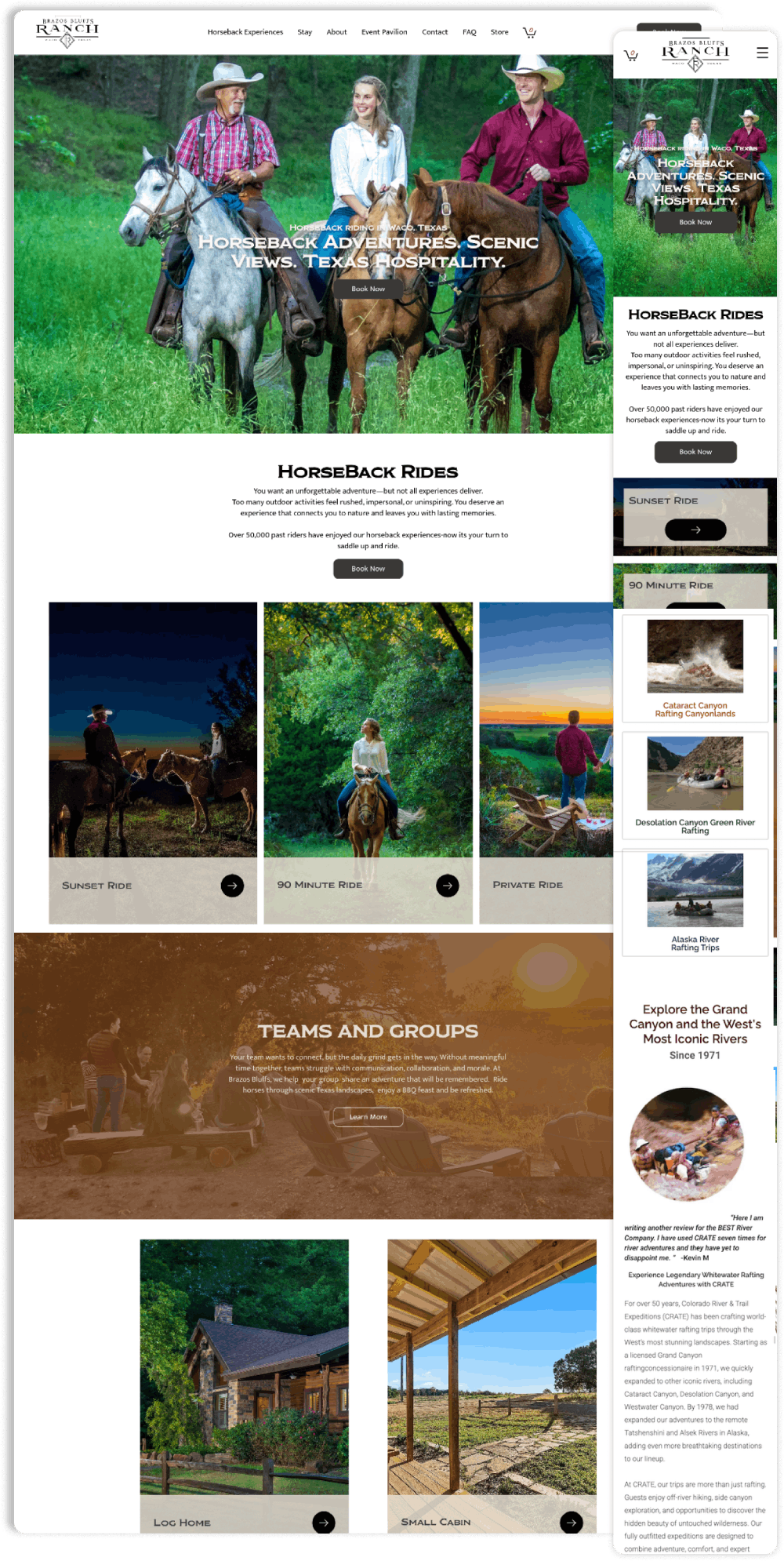 Website home page promoting adventure tours in Moab, Utah.