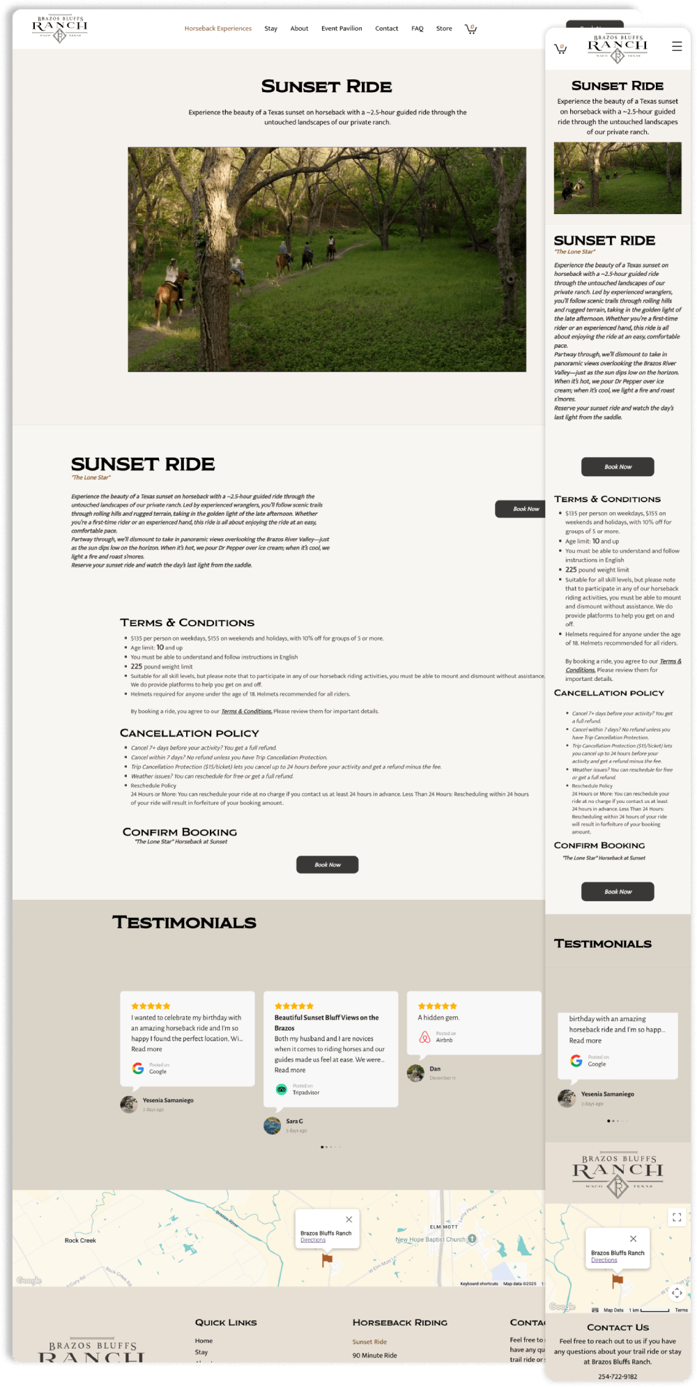 Website promoting outdoor adventures, featuring activities like rafting and off-roading in red rock canyons.