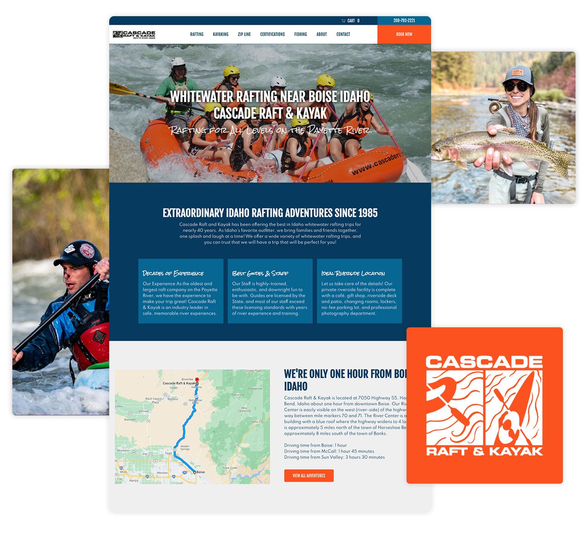 Display of Cascade Raft & Kayak Website