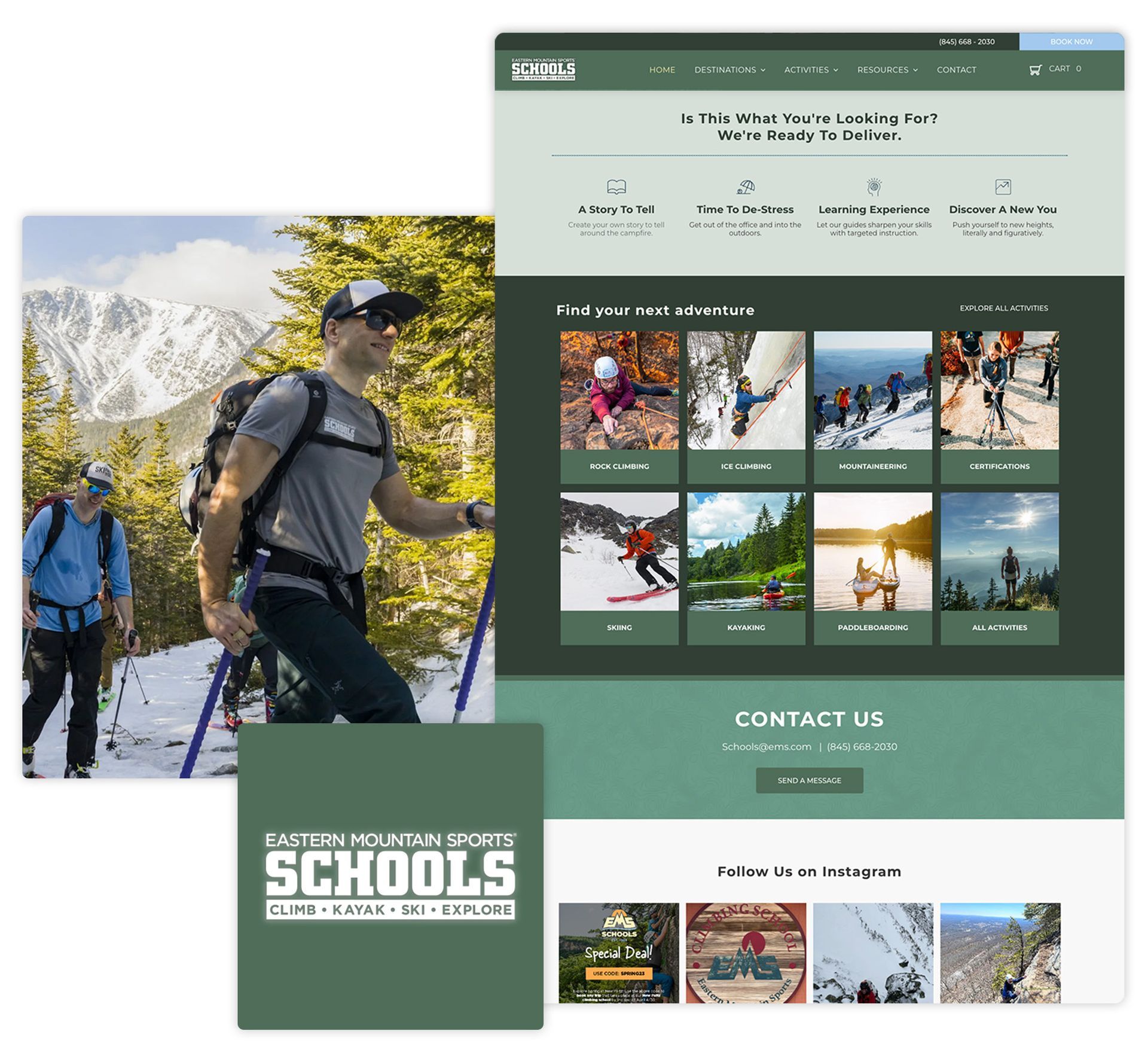 Display of Eastern Mountain Sports Schools Website