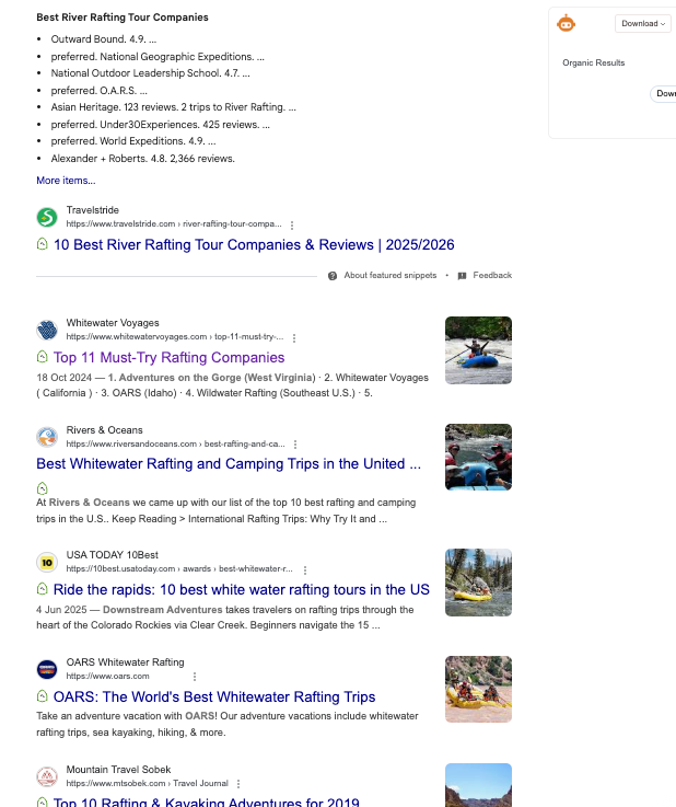 top rafting companies listicle example
