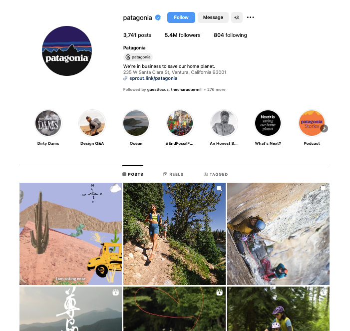 patagonia instagram account 