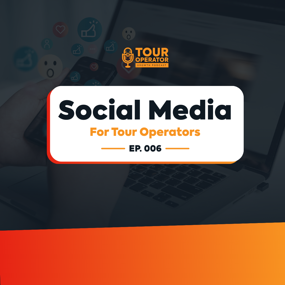 Podcast graphic: White rectangle with 