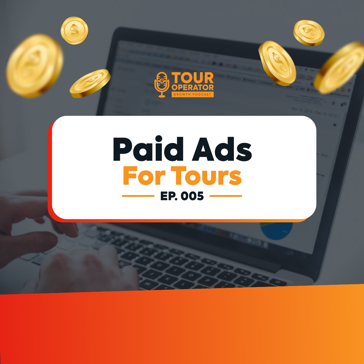 Podcast graphic: White rectangle with 