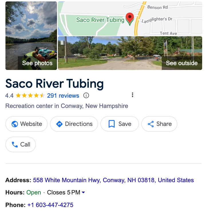 Saco River Tubing GBP