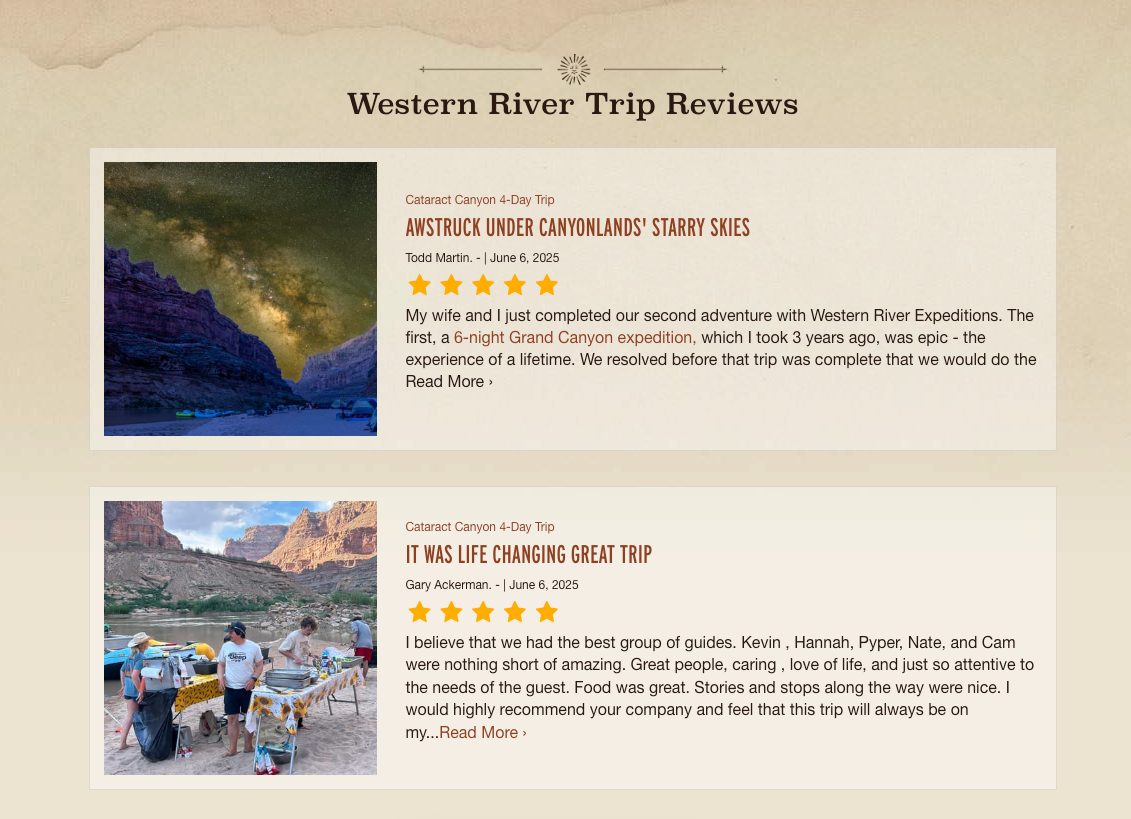 Western River Guest Stories