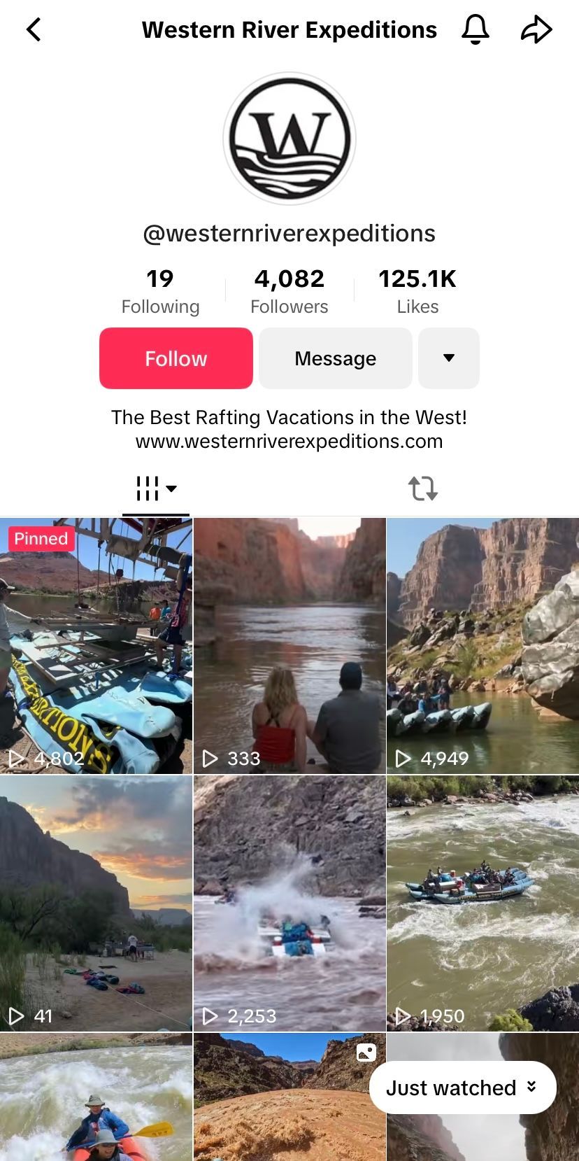 western river tiktok profile