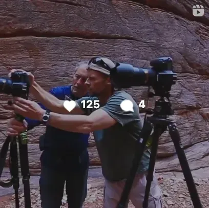 two men behind the scenes taking a video for social media 