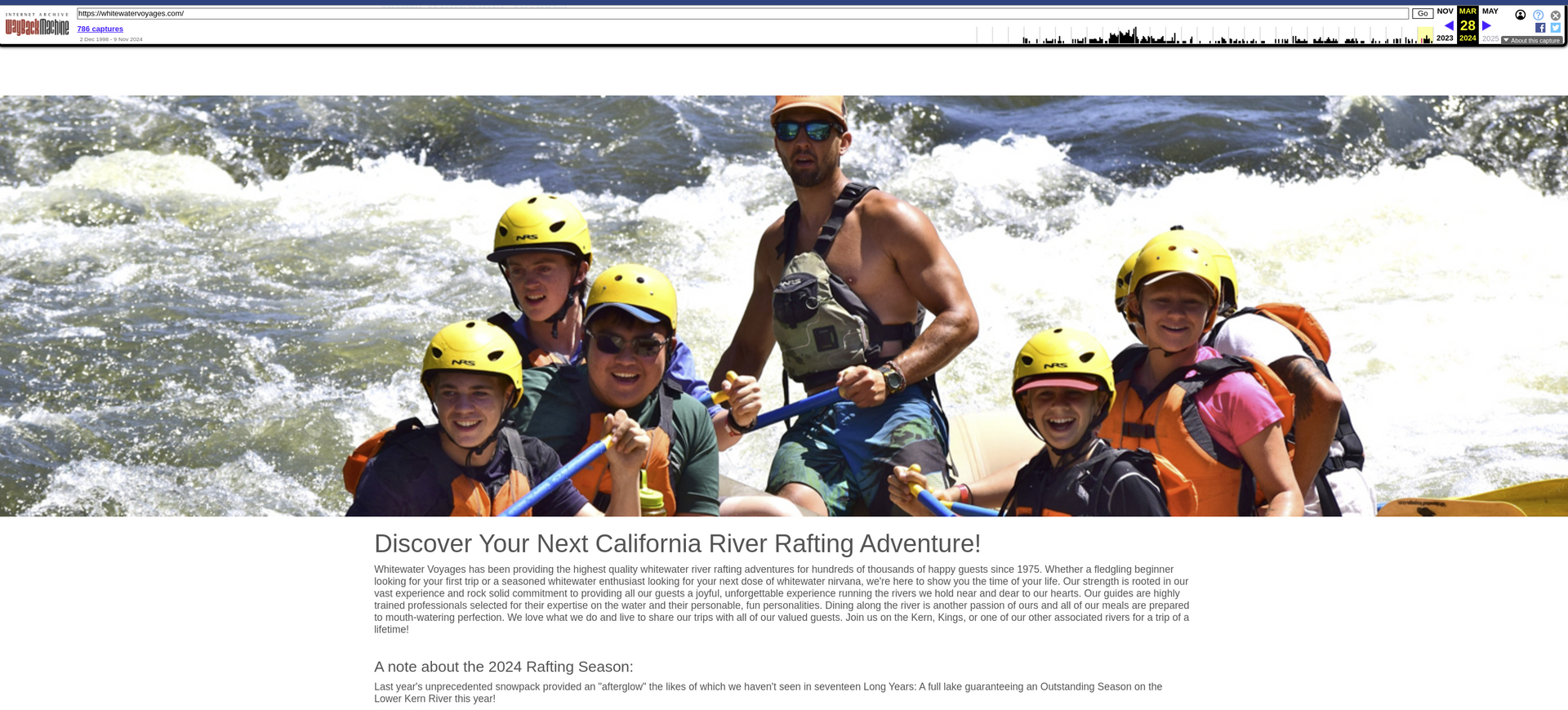 A group of people are rafting down a river.