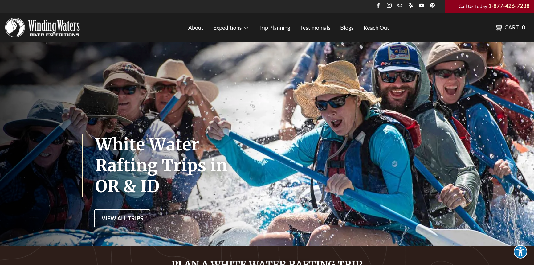 homepage image showcasing people rafting