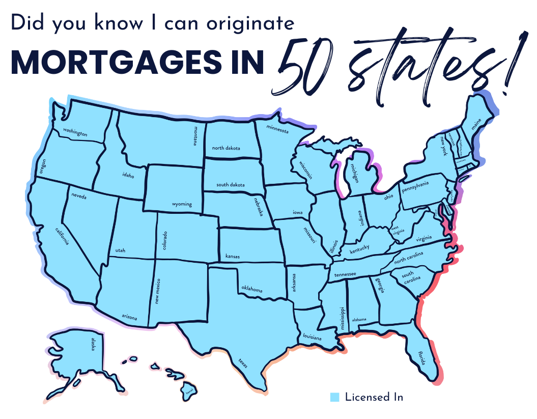 Map of the United States, colored blue. Text says
