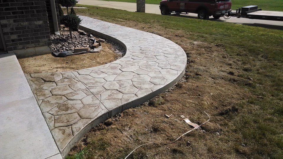 stamped concrete pathway
