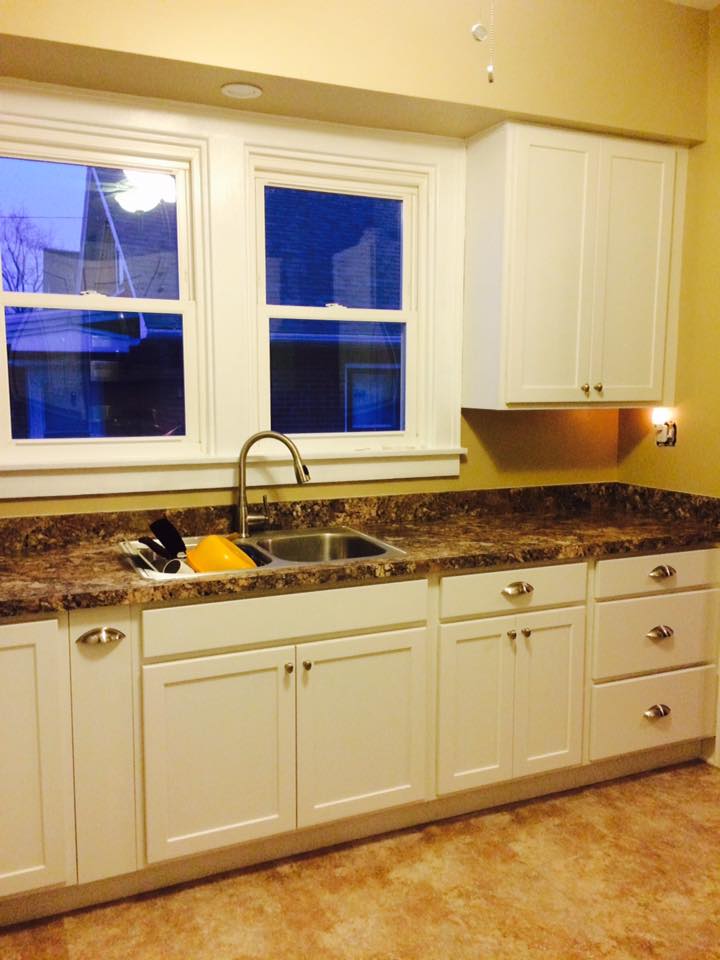 kitchen sink and cabinets