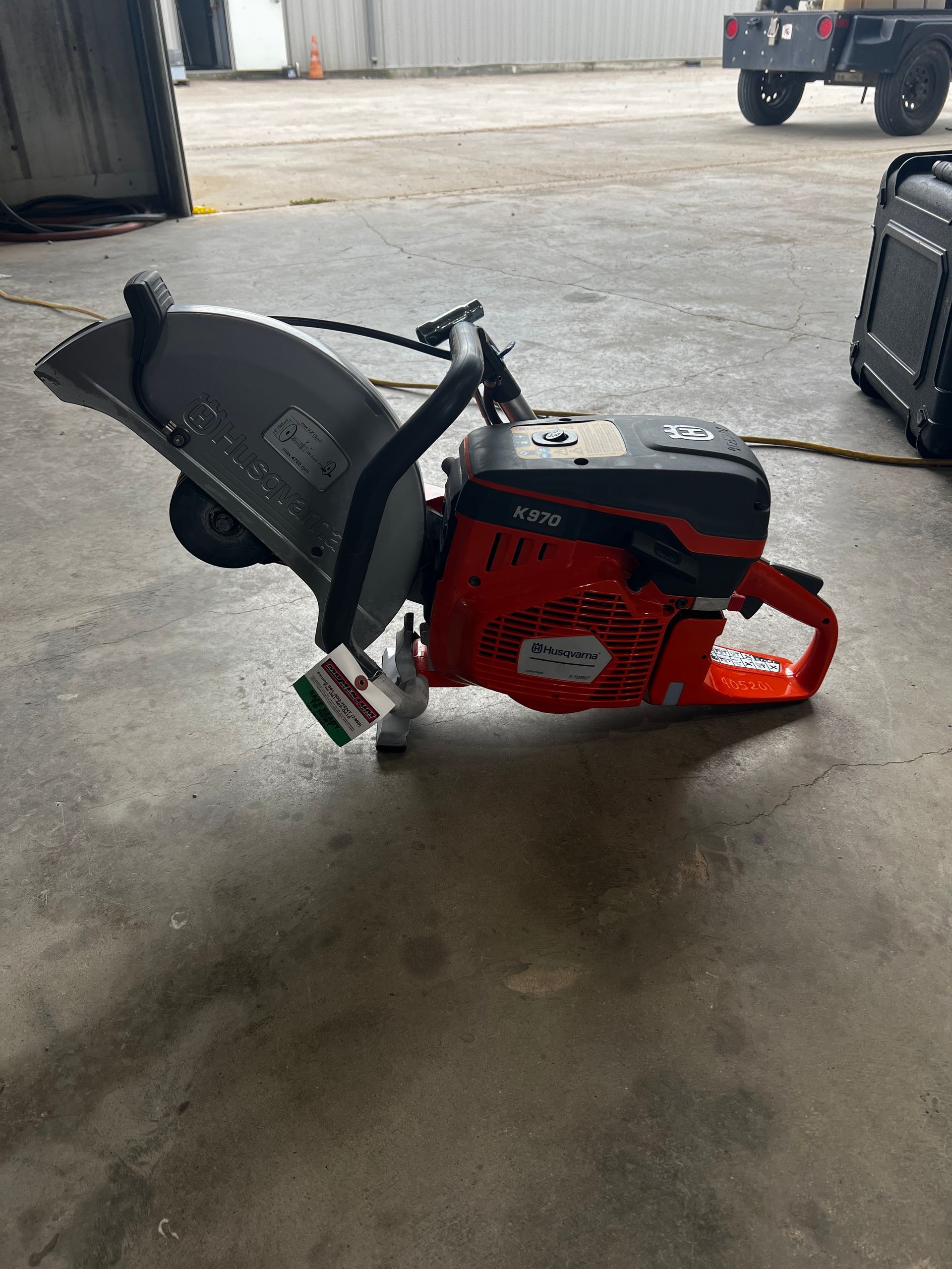 A welding machine is on a trailer on a white background.
