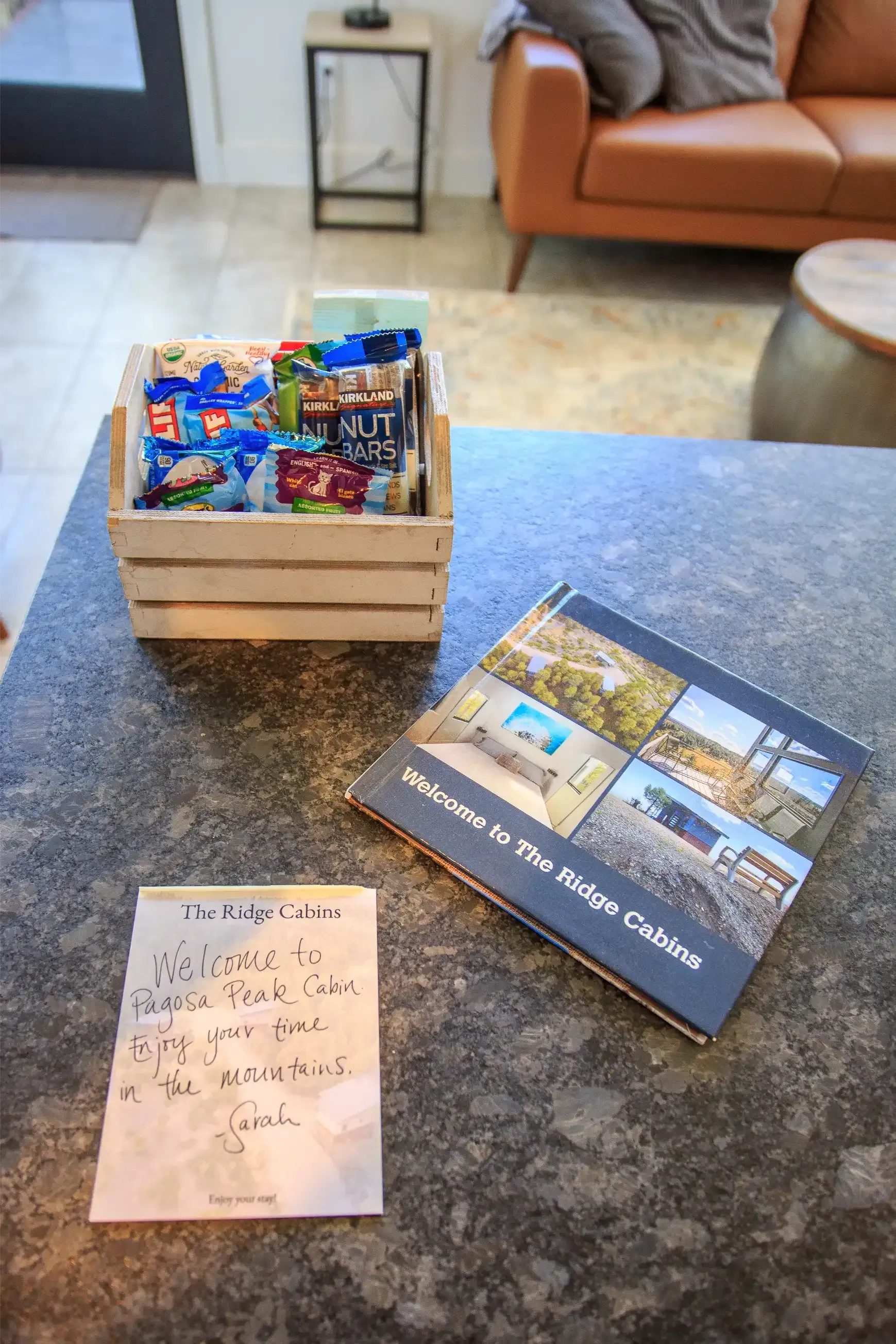 A note, a photo book titled 