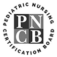 Logo for Pediatric Nursing Certification Board. Text in circle surrounds a square with